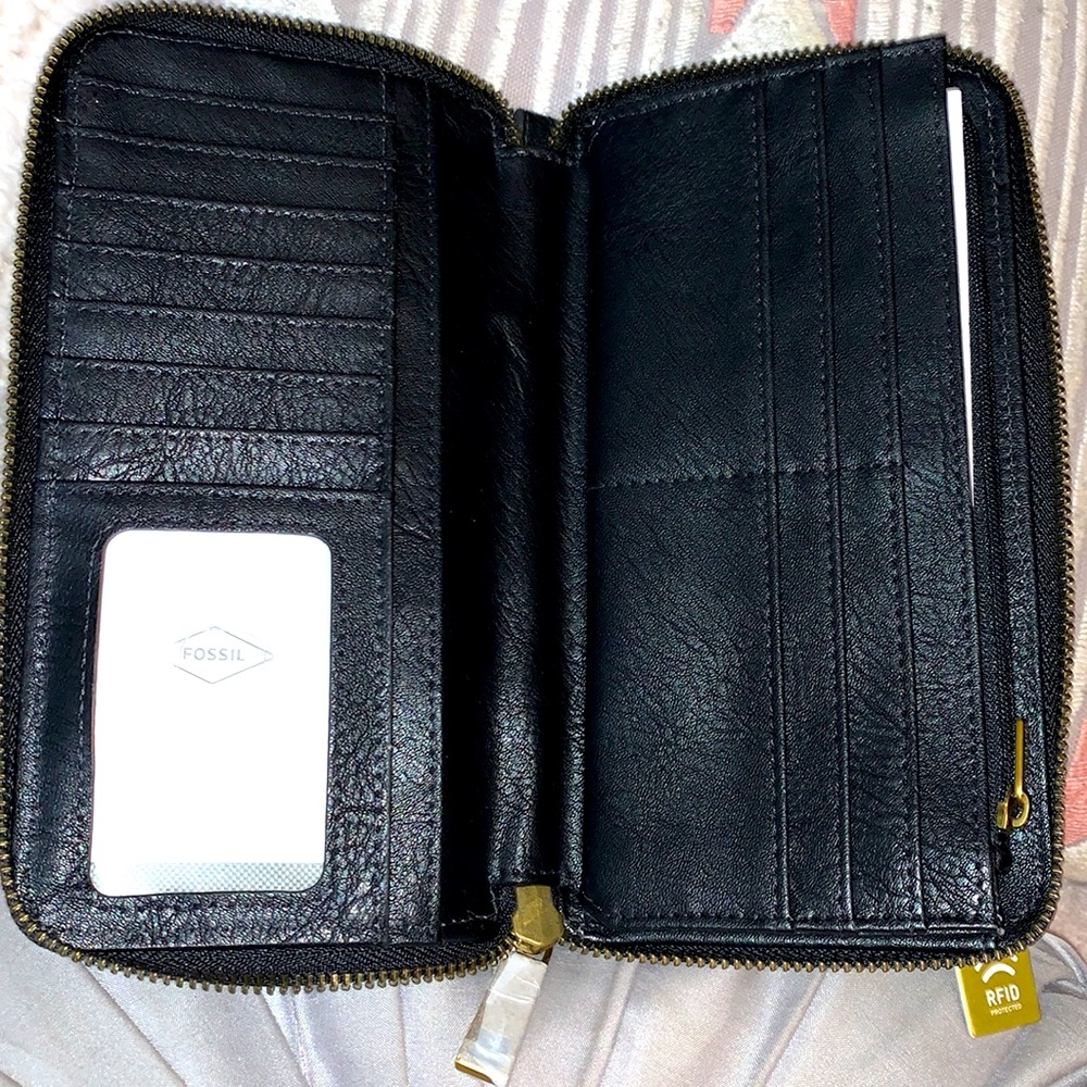 NWTS Fossil Leather Liza Zip Clutch Wallet - Picture 4 of 11